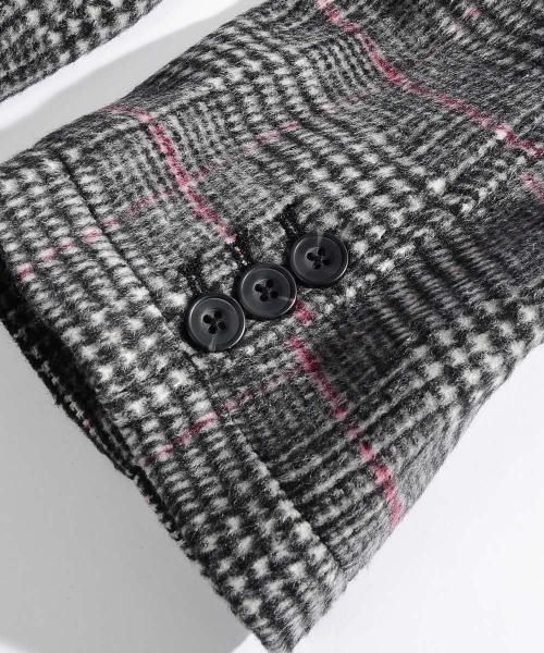 新品未使用グレーシャギーオーバーコート neos /ネオス】オーバーシルエット 先染め シャギー チェック