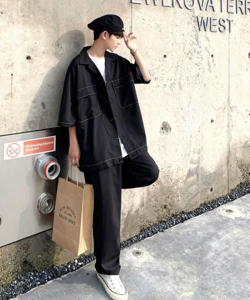 GUNGHO 別注ZIPシャツ & シェフパンツ セットアップ neos -sellect design-】ビッグシルエット シャツ CPO