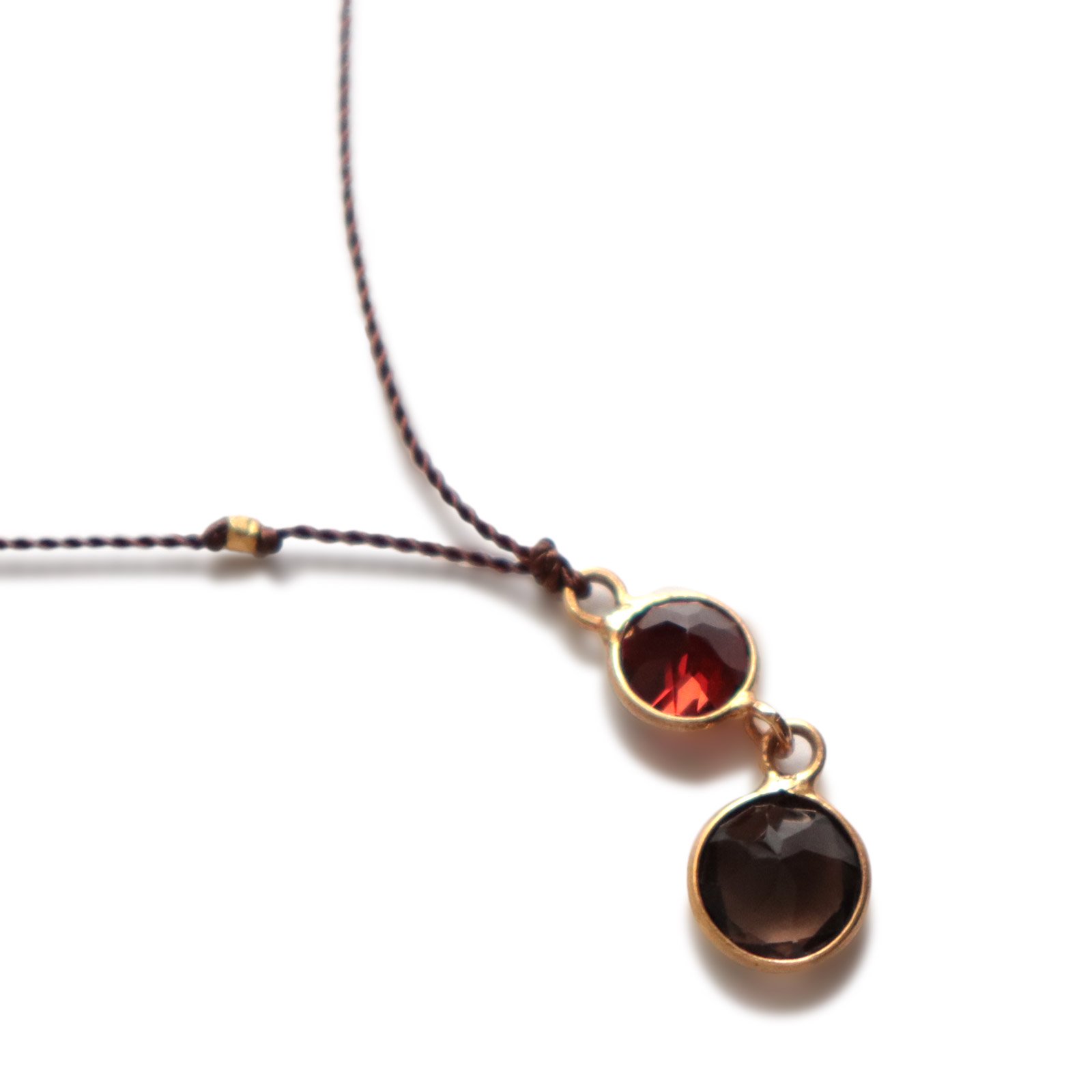 Margaret Solow | Enclosed RoundSmokey Quartz and Garnet Necklace - ViVO,VA  online market