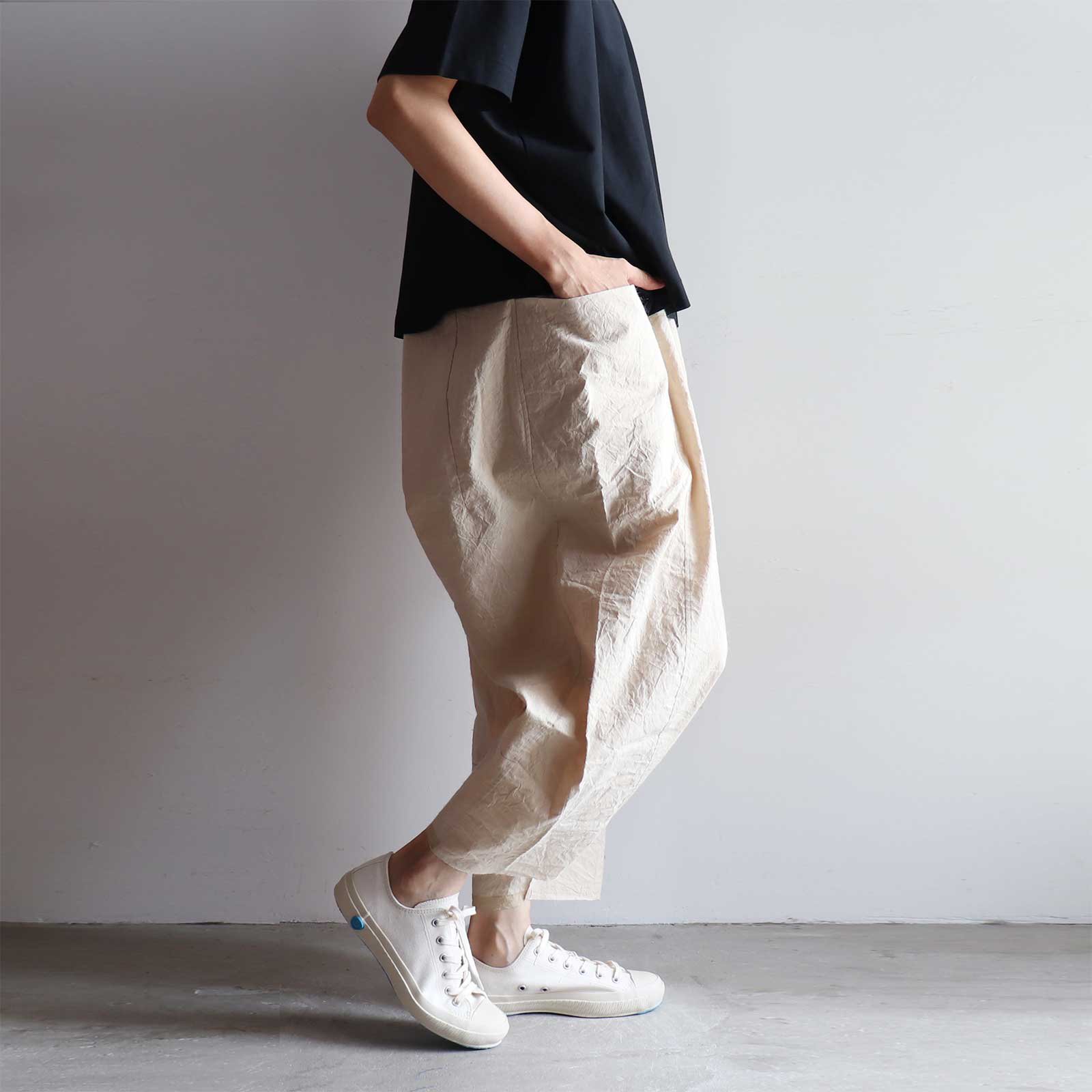 ヒムカシ製図 - 耳鳴！Paper kruta pants -（ えんぴつストライプ・画用紙布 ) - ViVO,VA online market