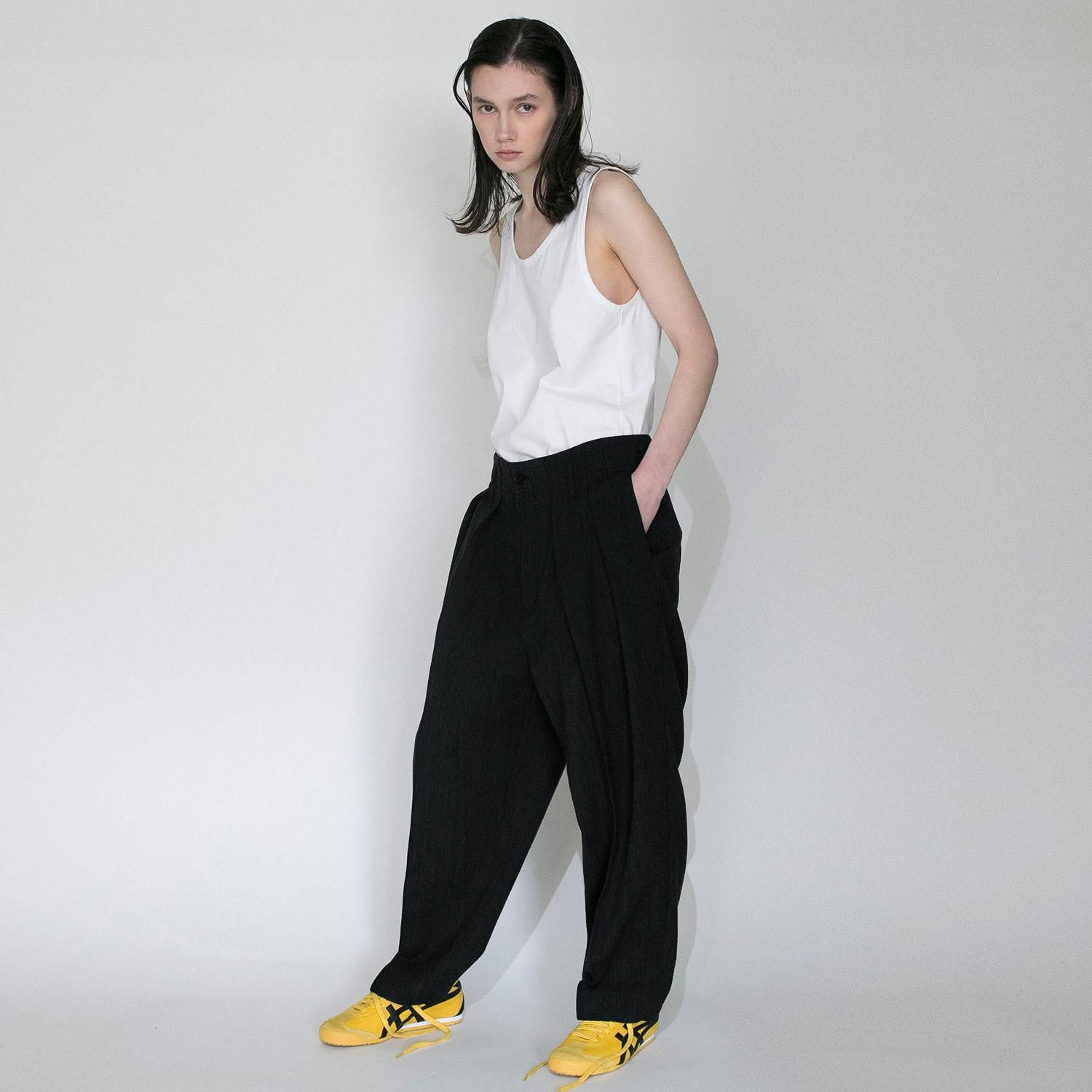 voaaov パンツ tumbler wool tuck wide pants