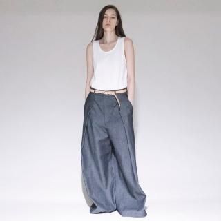 VOAAOV<br>LOOSE DENIM Tuck Wide Pants