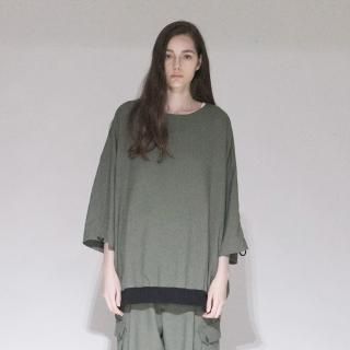 VOAAOV<br>GABERDINE Gather Sleeve T-Shirt