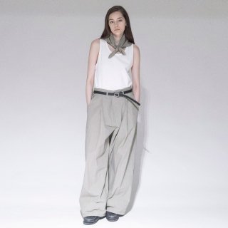 VOAAOV<br>High Twisted Organic Cotton Tuck Wide Pants