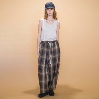 my beautiful landlet<br>PLAID HEAVY TWILL EASY WIDE PANTS