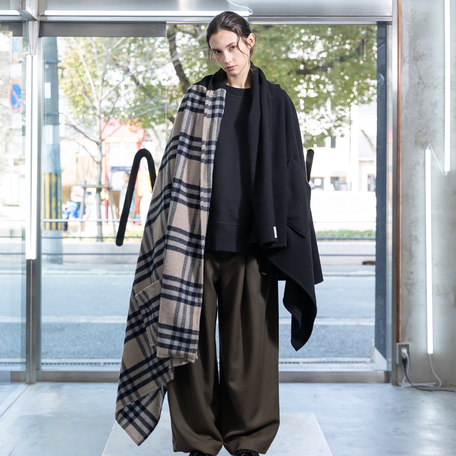 VOAAOV】RECYCLE WOOL Blanket Shawl-