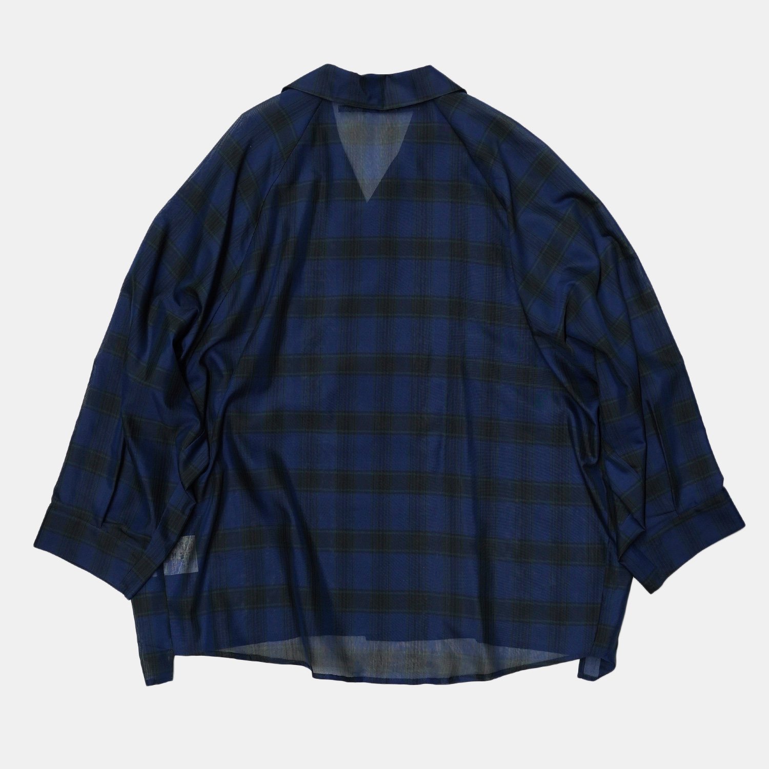 my beautiful landlet ORGANDY CHECK RAGLAN OVERSIZE SHIRT