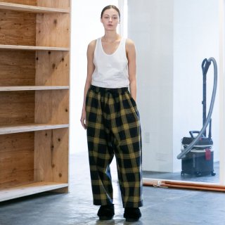 my beautiful landlet<br>COTTON TWEED CHECK WIDE EASY PANTS