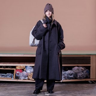 VOAAOV<br>SUPER 100 WOOL BEABER Soutien Collar Long Coat