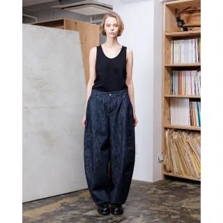 VOAAOV<br>RANDOM CRUNCH DENIM Wide Tapered Pants - wash 