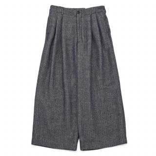 VOAAOV<br>WOOL LINEN HERRINGBONE Tuck Wide Pants