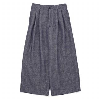 VOAAOV<br>WOOL LINEN HERRINGBONE Tuck Wide Pants