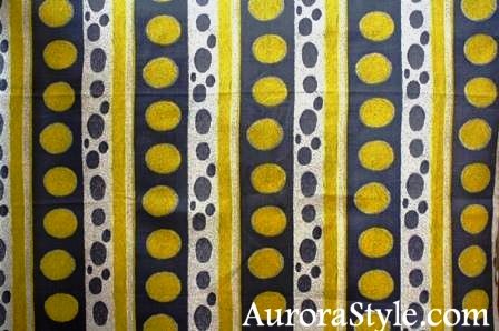 60年代生地 グレーと黄色の丸い模様 A 北欧ファブリックの店 オーロラスタイル