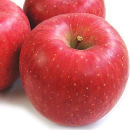 サンフジは世界で最も生産量の多い品種です。現在品切れです。緻密な肉質で食感が素晴らしいりんごです。比重の重いズッシリとした果実が特徴です。画像１