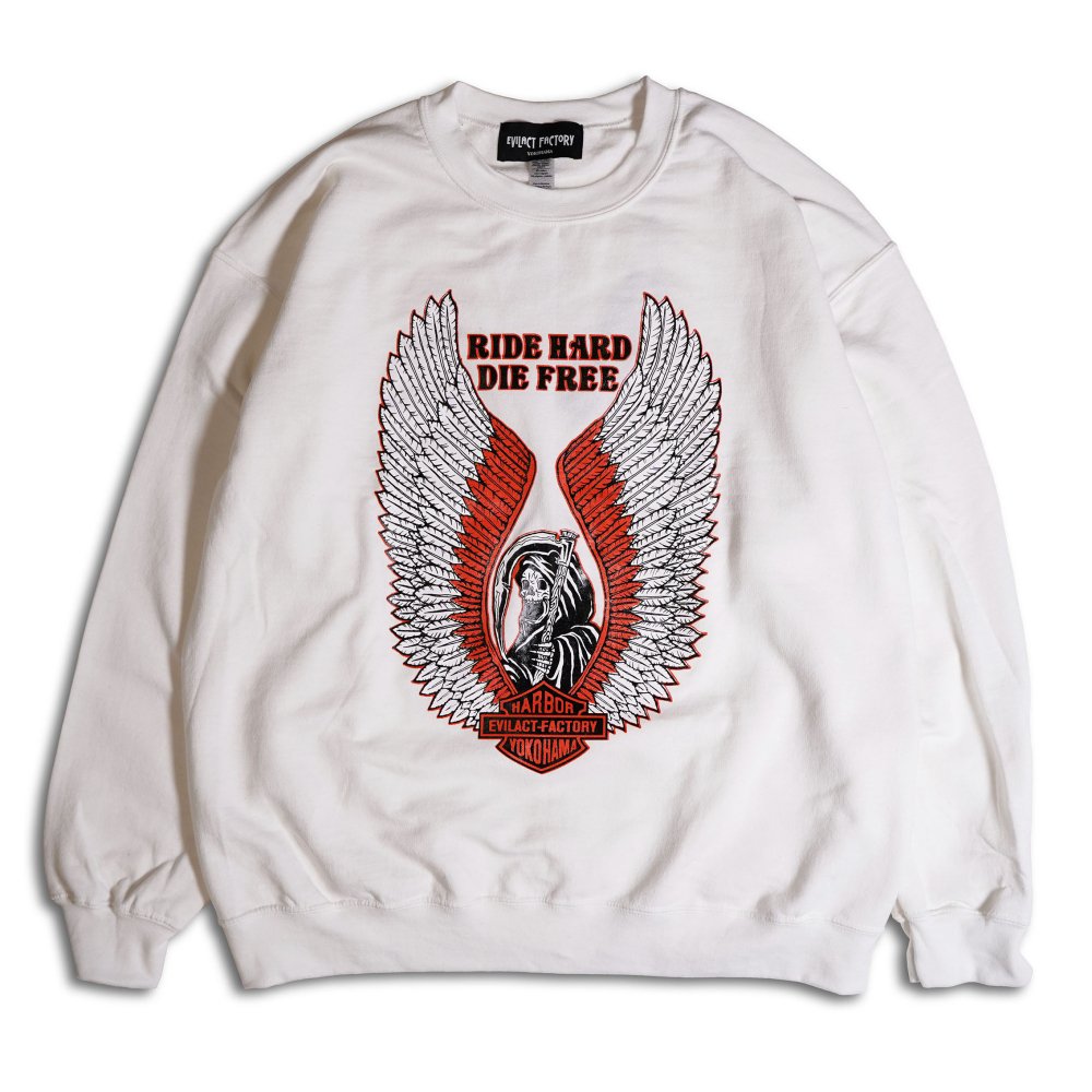 <img class='new_mark_img1' src='https://img.shop-pro.jp/img/new/icons1.gif' style='border:none;display:inline;margin:0px;padding:0px;width:auto;' />EVILACT Factory Grim Reaper & Wing 8.0oz Crew Neck Sweat Shirts
