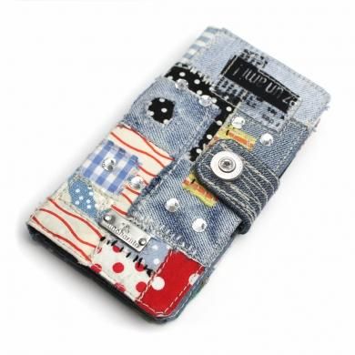 Iphone12mini 12pro Xperia Galaxy Aquos対応 大人かわいいデニム コットンコラージュ手帳型スマホケース ヌノハリート Iphone12mini 12pro Xperia Galaxy Aquos対応 大人かわいいデニム コットンコラージュ手帳型スマホケース ヌノハリート