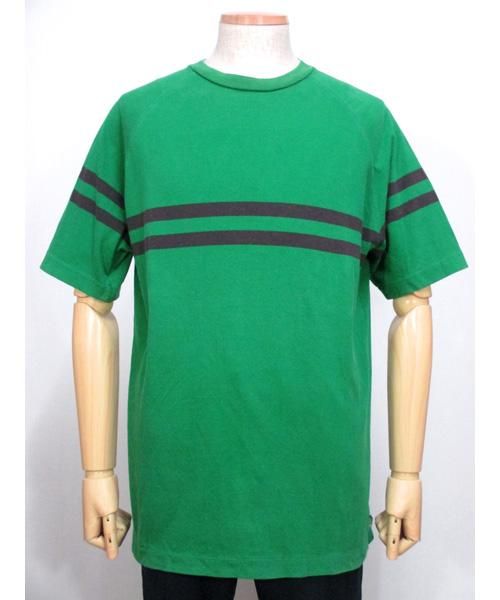 ステューシーstussyボーダープリントtシャツ緑ラグラン袖 古着屋chum ステューシーstussyボーダープリントtシャツ緑ラグラン袖 古着屋chum