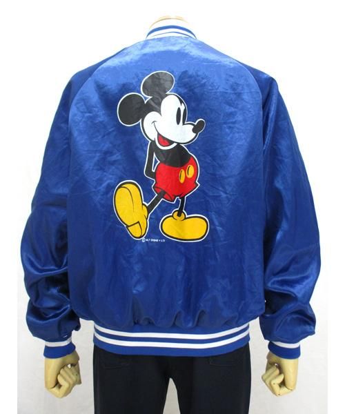 ミッキーマウスDisneyナイロンスタジャンchalk line 80年代 - 古着屋Chum