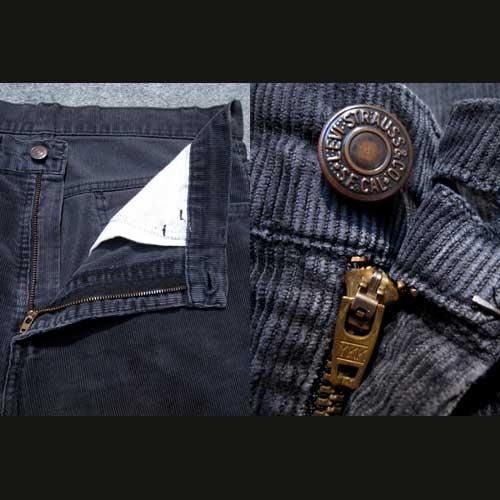 古着 80's Levi'sリーバイス519コーデュロイパンツ 黒USA製 W33