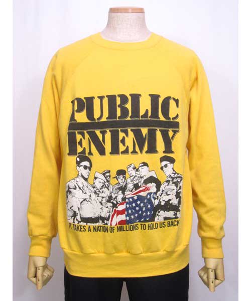 古着PUBLIC ENEMYパブリックエナミー黄プリントスウェット - 通販