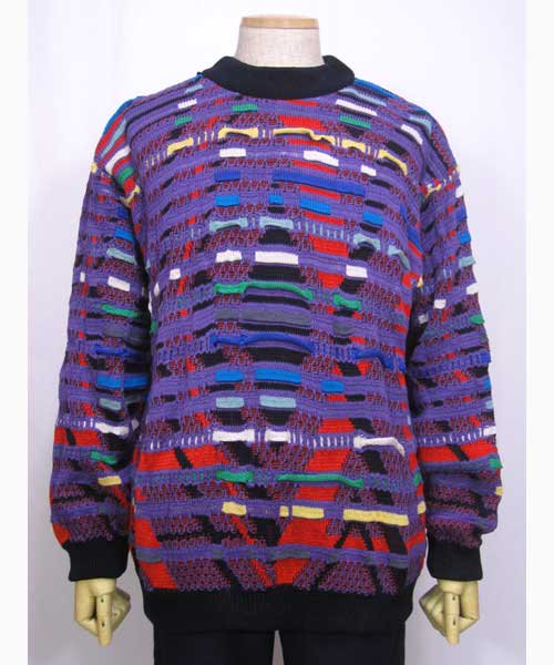 クージーCOOGI編み込みデザイン総柄セーター紫- メンズ・レディースの古着屋通販Chum（チャム）