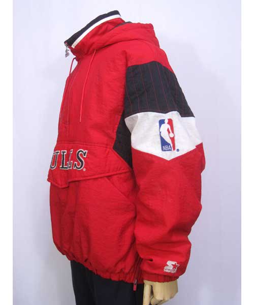入手困難 90s NBA シカゴブルズ 中綿 ナイロンジャケット ハーフジップ 