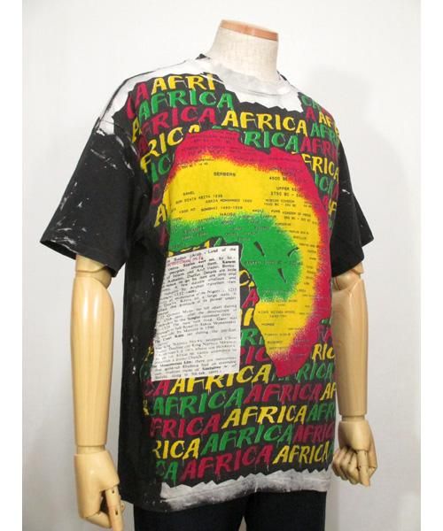 モスキートヘッドAFRICA植民地ラスタプリントTシャツ90年代アメリカ製