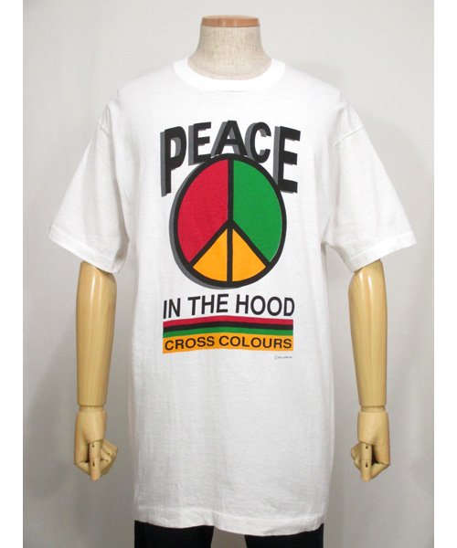 古着CROSS COLOURSクロスカラーズPEACEプリントTシャツ90年代USA製