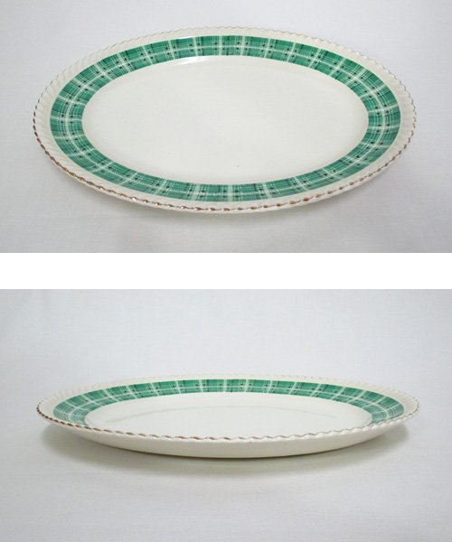 JOHNSON BROSTHERSタータンチェック柄お皿 陶器 60年代イングランド製-古着屋Chum