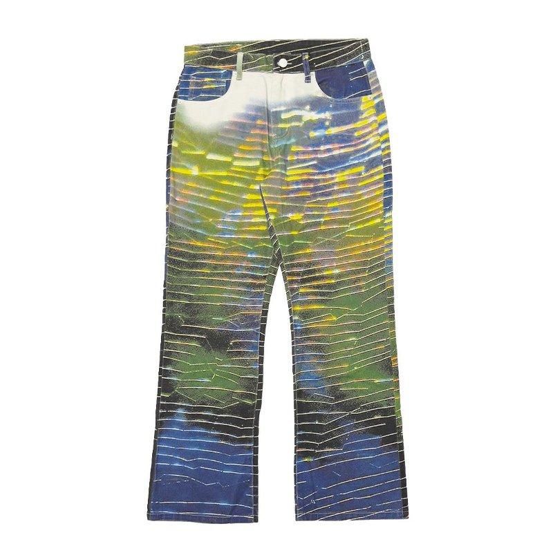 SKINS スキンズ デニムパンツ SKINS(スキンズ) Painted Flared Denim Pants ペンキ ダメージ