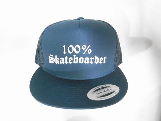 100%SKATEBOARDER ロゴ TRUCKER CAP メッシュキャップ 紺 ネイビー 