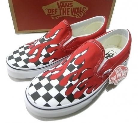 Vans バンズ Checker Flame チェッカーフレイム Slip On スリッポン 赤 レッド Jonny Bee Online Store