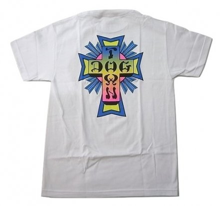 DOGTOWN ドッグタウン NEON CROSS ネオンクロス ロゴ Tシャツ 白