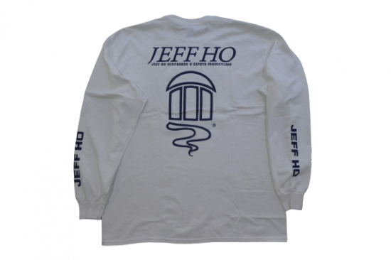 JEFF HO ジェフ・ホー LOGO バック＆フロントロゴアイコン LONG SLEEVE ロングスリーブ ロンT 白x紺 ホワイト