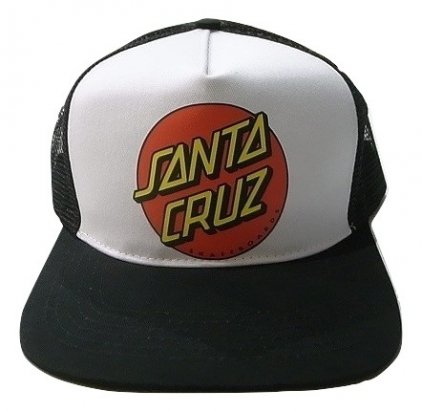 SANTACRUZ サンタクルーズ CLASSIC DOT TRUCKER HAT ドットロゴ メッシュキャップ 白x黒 - JONNY BEE  ONLINE STORE