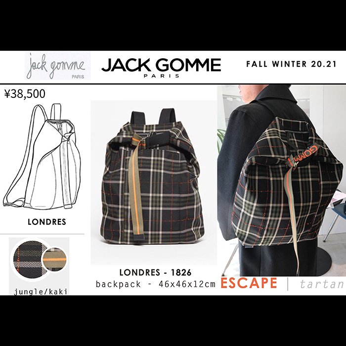 jack gomme(ジャックゴム) LONDRES（1826）チェックジャカードリュック