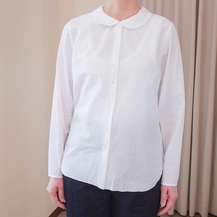 ミナペルホネン 丸襟ラウンドカラーシャツ ホワイト サイズ40 
