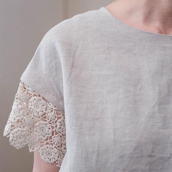 Antipast(アンティパスト) 刺繍コンビリネンブラウス