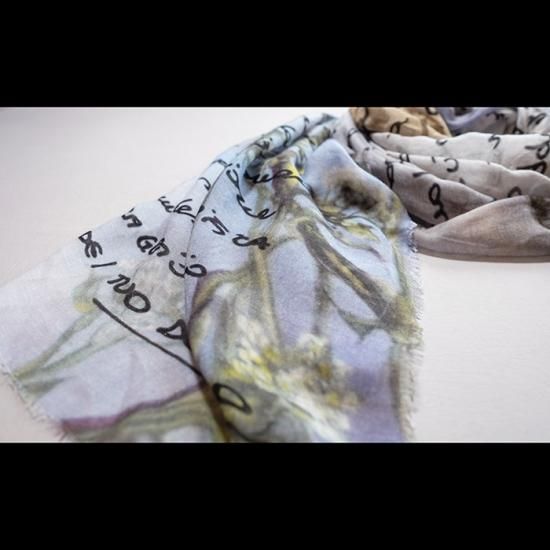 ファリエロサルティ　チェック　刺繍　ストール Faliero Sarti カシミヤ混 チェック ストール ファリエロサルティ