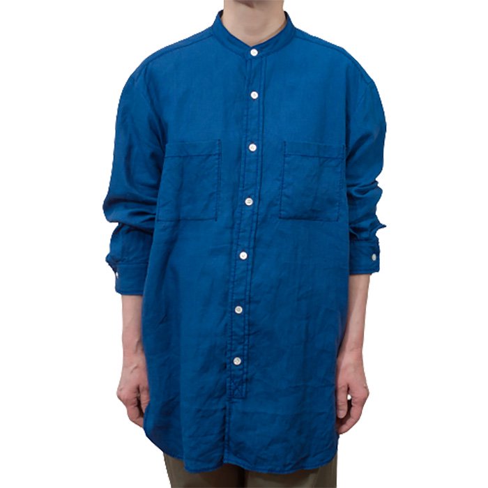 homspun（ホームスパン）NEWリネンバイオスタンドカラーシャツ #ブルー ...