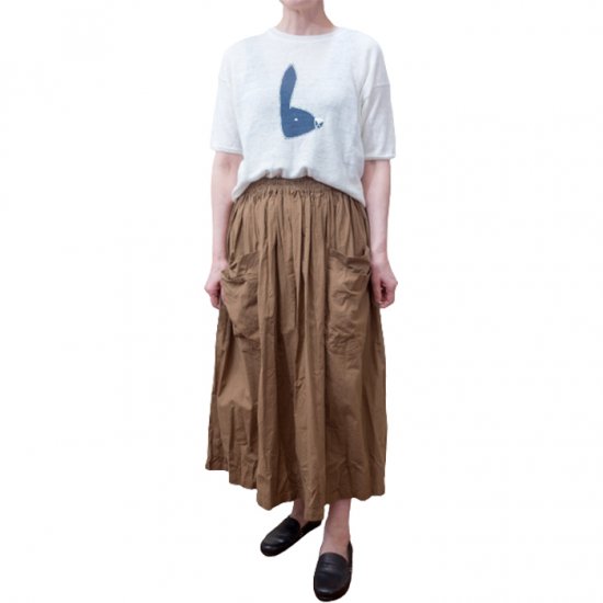 Homspun[ホームスパン]バルキーシーチング ダブルポケットギャザースカート#オリーブ- ミナペルホネン正規取扱店リントータルファッションプレイス
