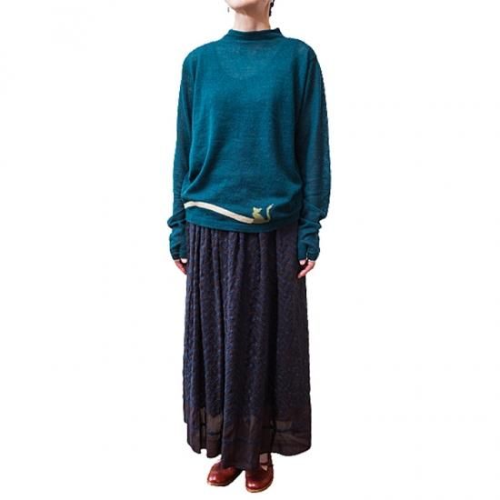 Antipast(アンティパスト) 刺繍スカート＃ネイビー - ミナ