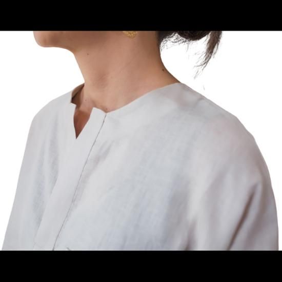 honnete オネット　アイリッシュリネン　マンダリンシャツ 40%OFF】Honnete オネット アイリッシュリネン 7分袖 ロング