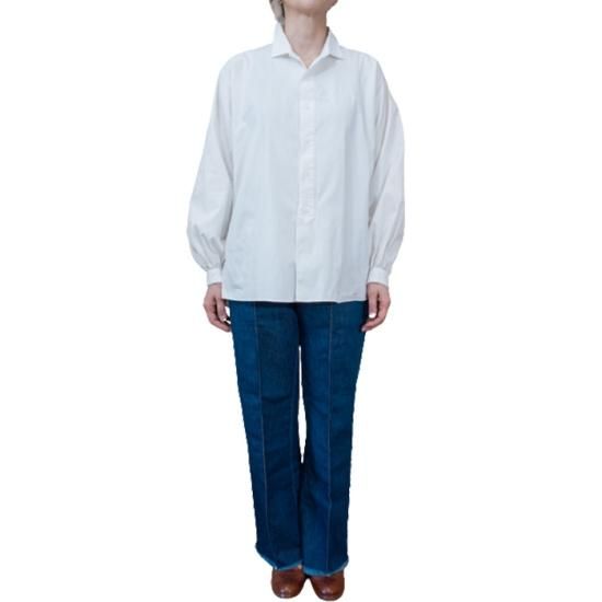 SP（エシュペー） オーガニックコットンギャザーブラウスシャツ ŠP（エシュペー）ORGANIC COTTON SHIRT＃WHITE - リントータル