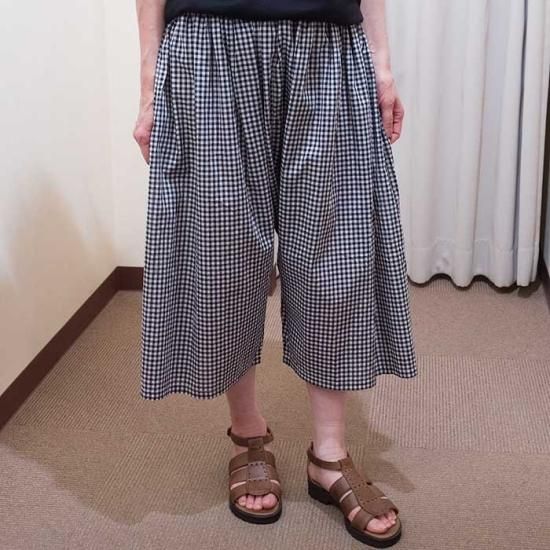 homspun 80/1ギンガムギャザーパンツ