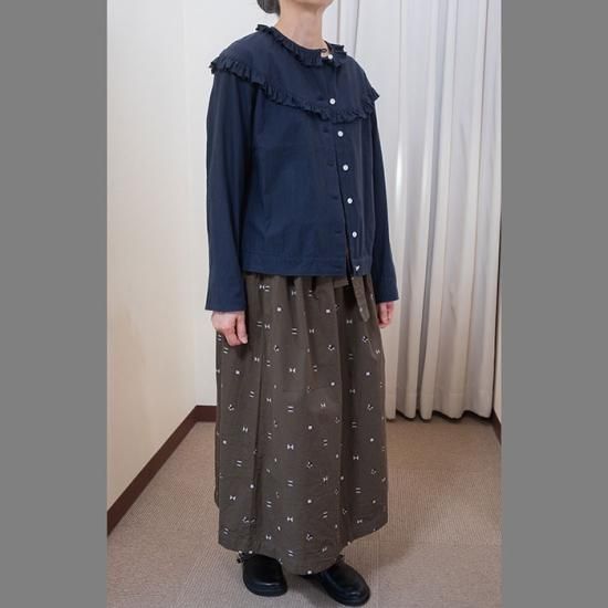 Homspun[ホームスパン]カットジャガード バックギャザースカート