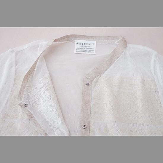 Antipast(アンティパスト) MESH CARDIGAN W/FLOCK - リン
