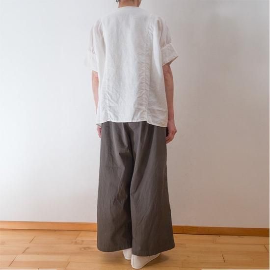 homspun リネンバイオ パフスリーブブラウス オフ白
