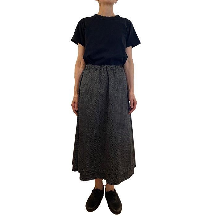Homspun [ホームスパン] 水玉プリントラップフレアスカート 3.ブラック