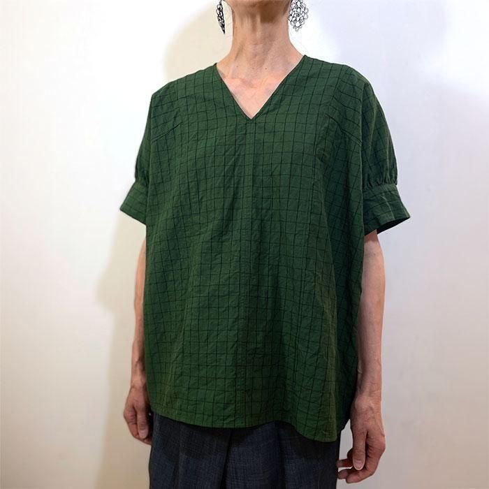 homspun[ホームスパン]C/Lチェックパフスリーブブラウス 1